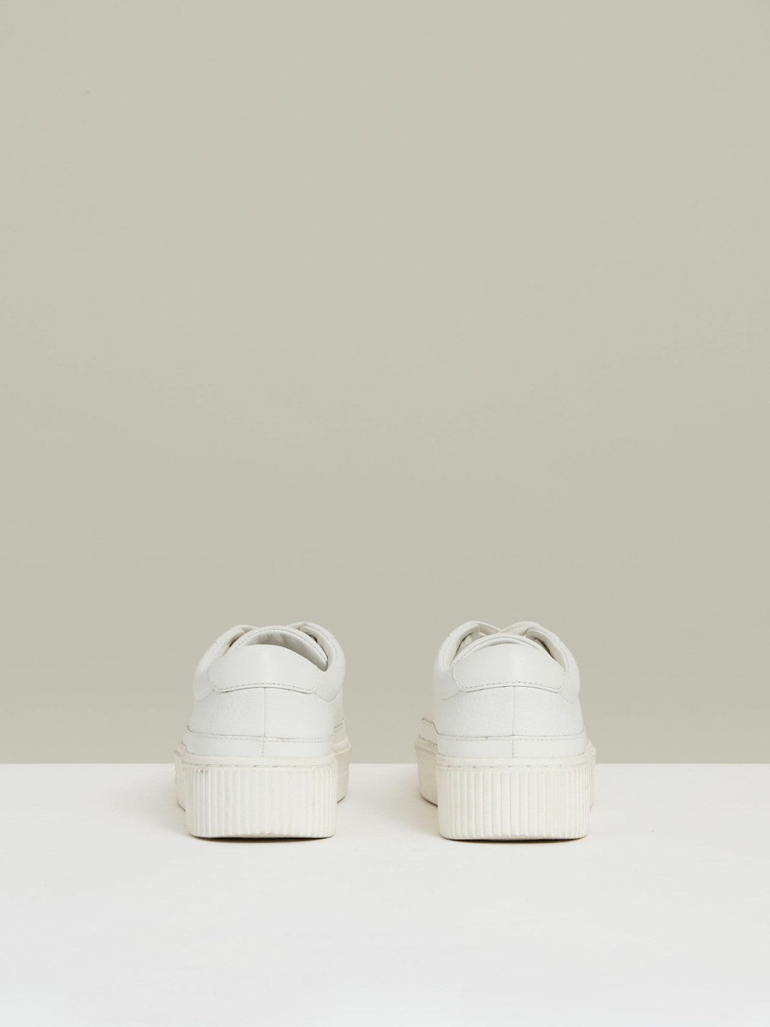 Grained Leather Platform Trainers White | Womens