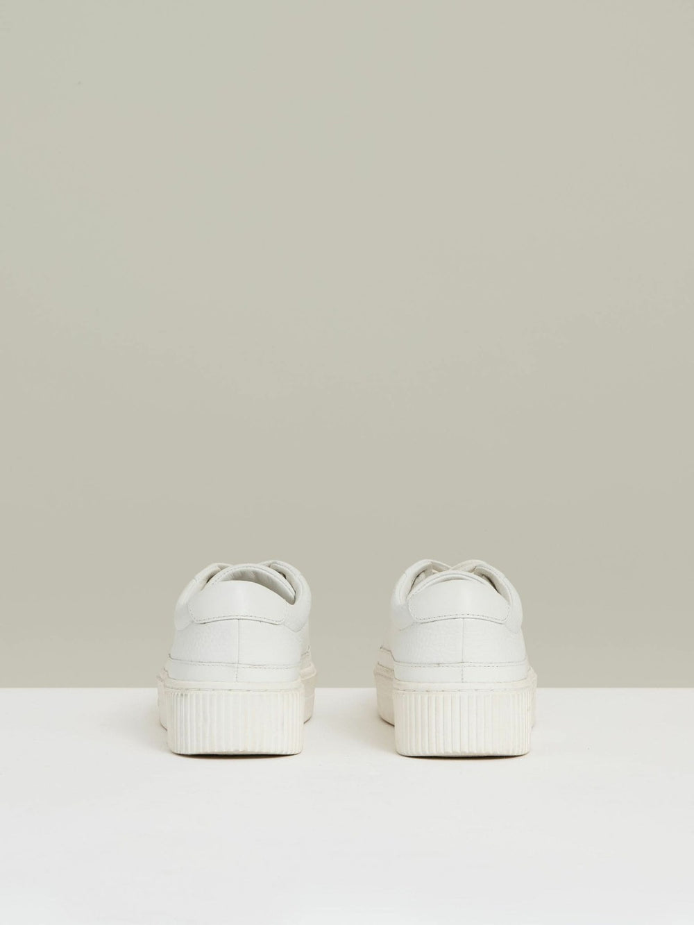 Grained Leather Platform Trainers White | Womens
