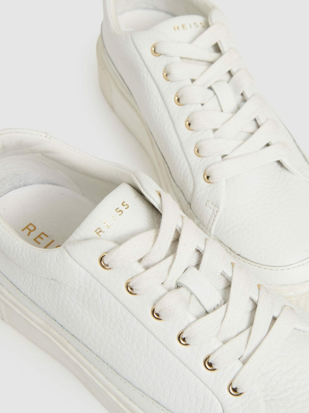Grained Leather Platform Trainers White | Womens