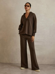 Interlock Wide-Leg Joggers Chocolate | Womens