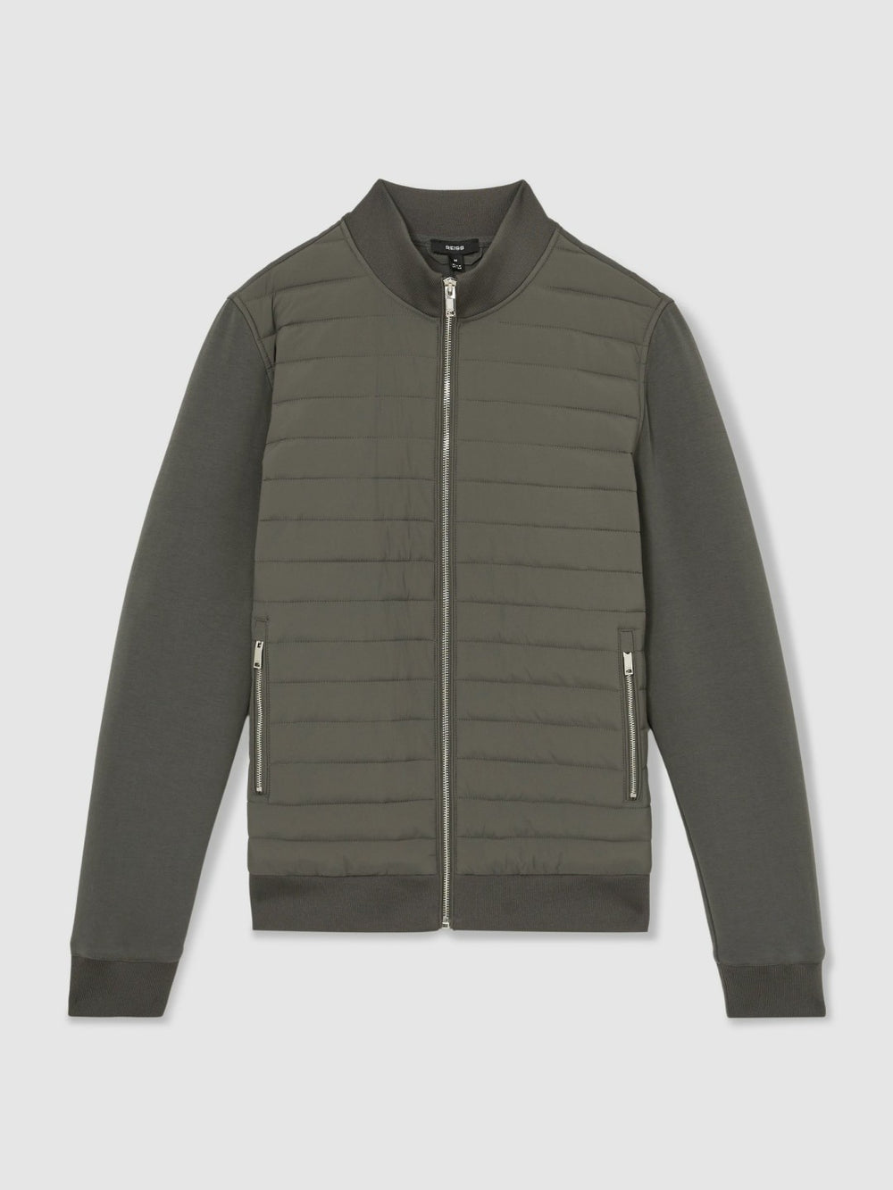 Hybrid Quilt and Knit Zip-Through Jacket Sage | Mens