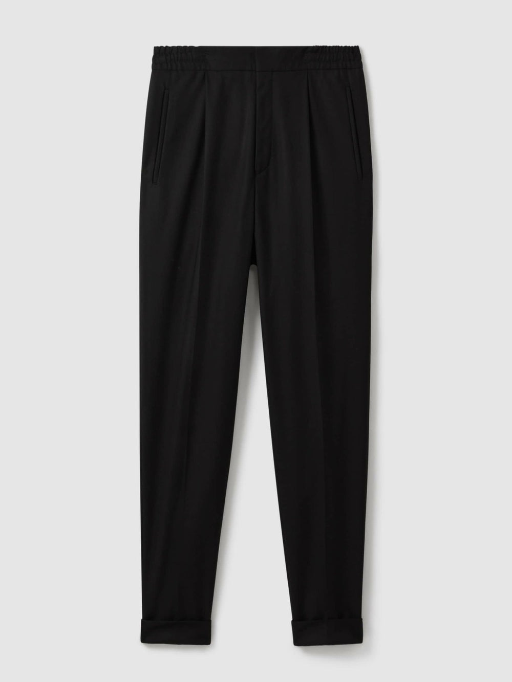 Relaxed-Fit Pleated Tapered Trousers Black | Mens