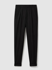 Relaxed-Fit Pleated Tapered Trousers Black | Mens