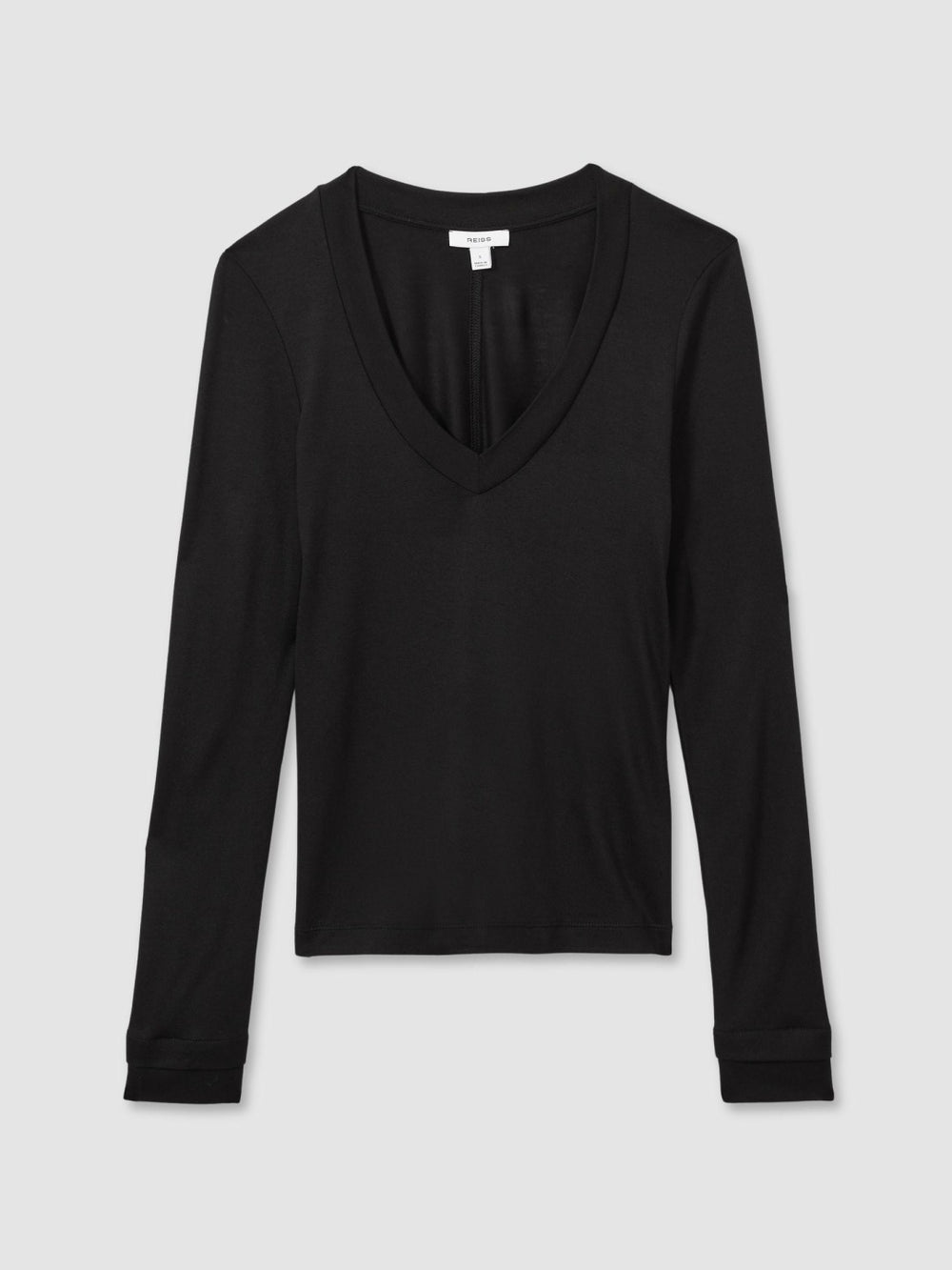 Jersey V-Neck Top Black | Womens