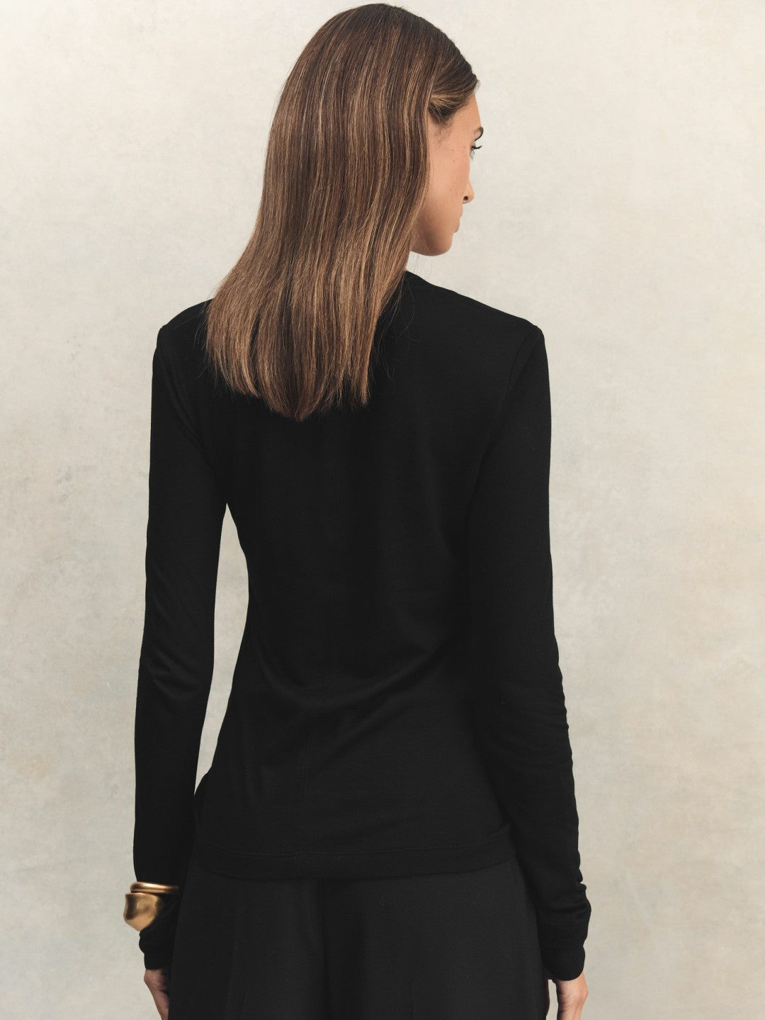 Jersey V-Neck Top Black | Womens