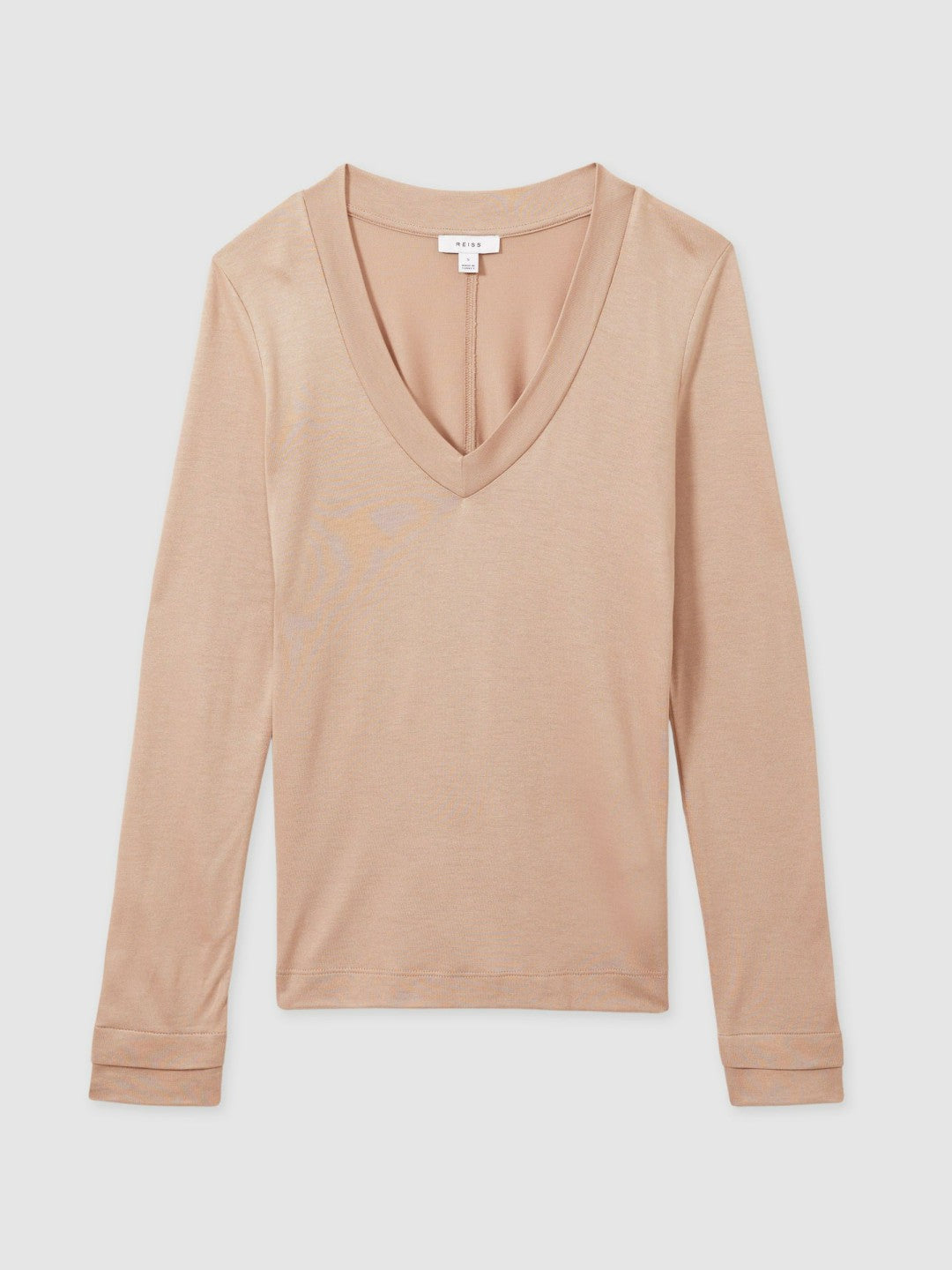 Jersey V-Neck Top Camel | Womens