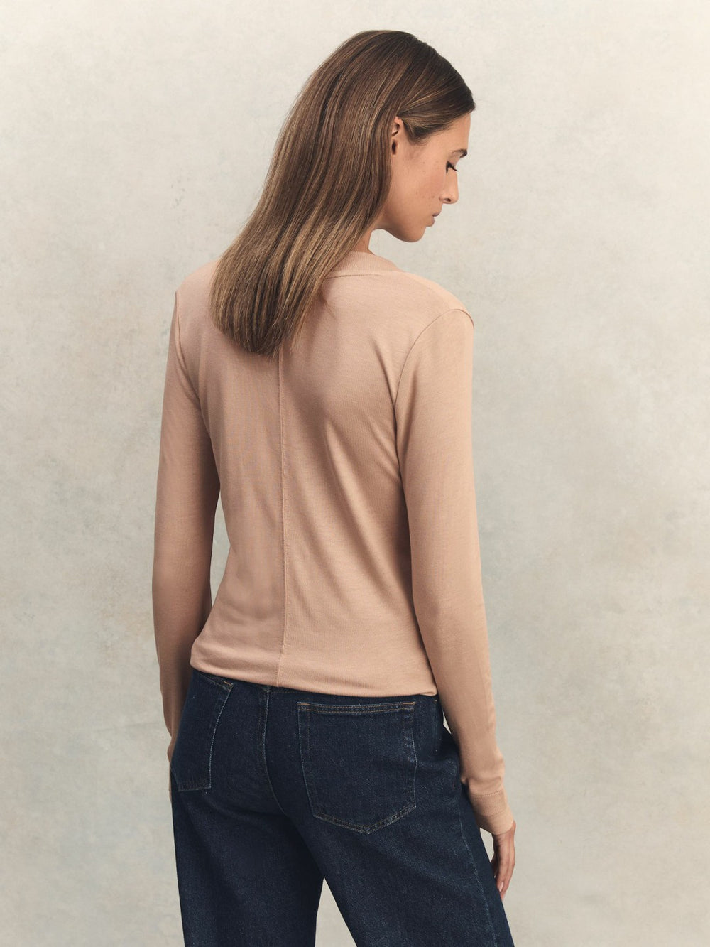 Jersey V-Neck Top Camel | Womens