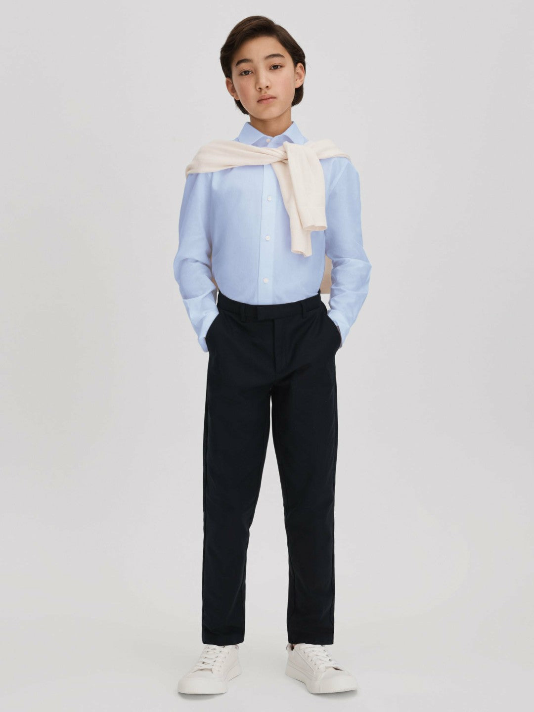 3-9 yrs Slim Fit Cotton Shirt Soft Blue | Children