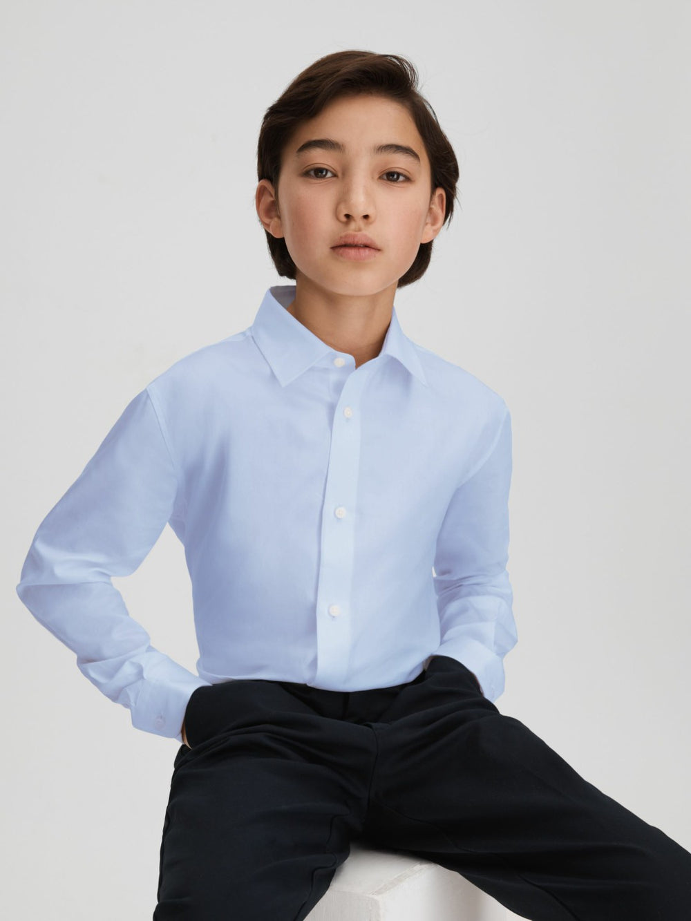 3-9 yrs Slim Fit Cotton Shirt Soft Blue | Children