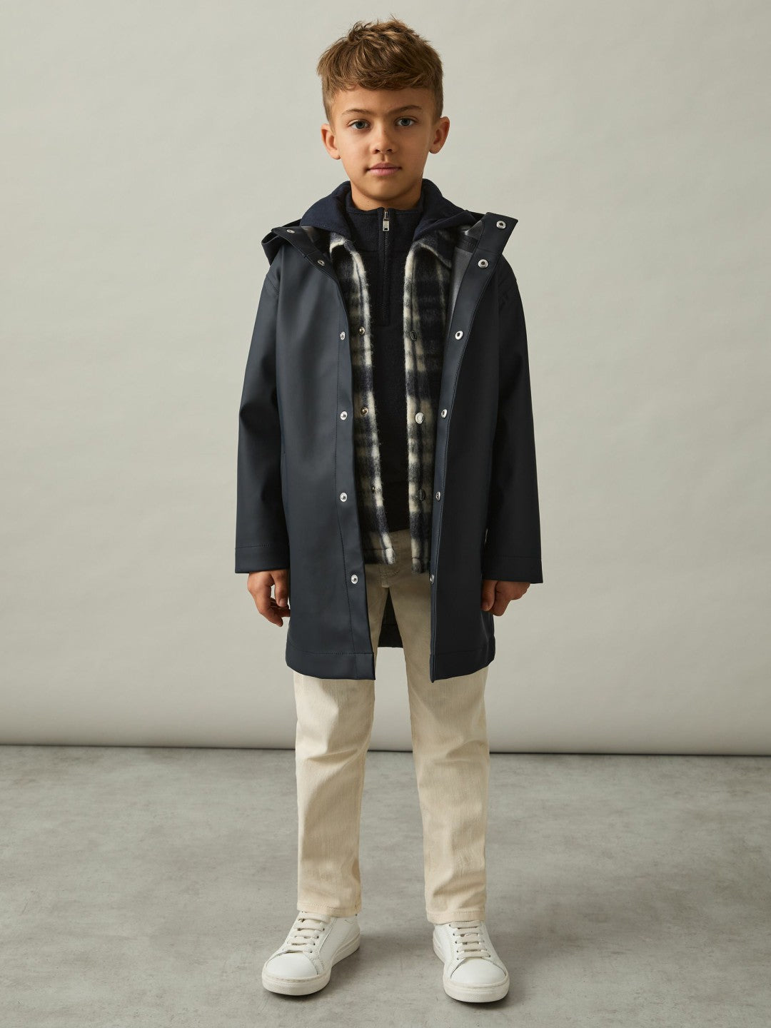 3-9 yrs Water Repellent Hooded Coat Navy | Children