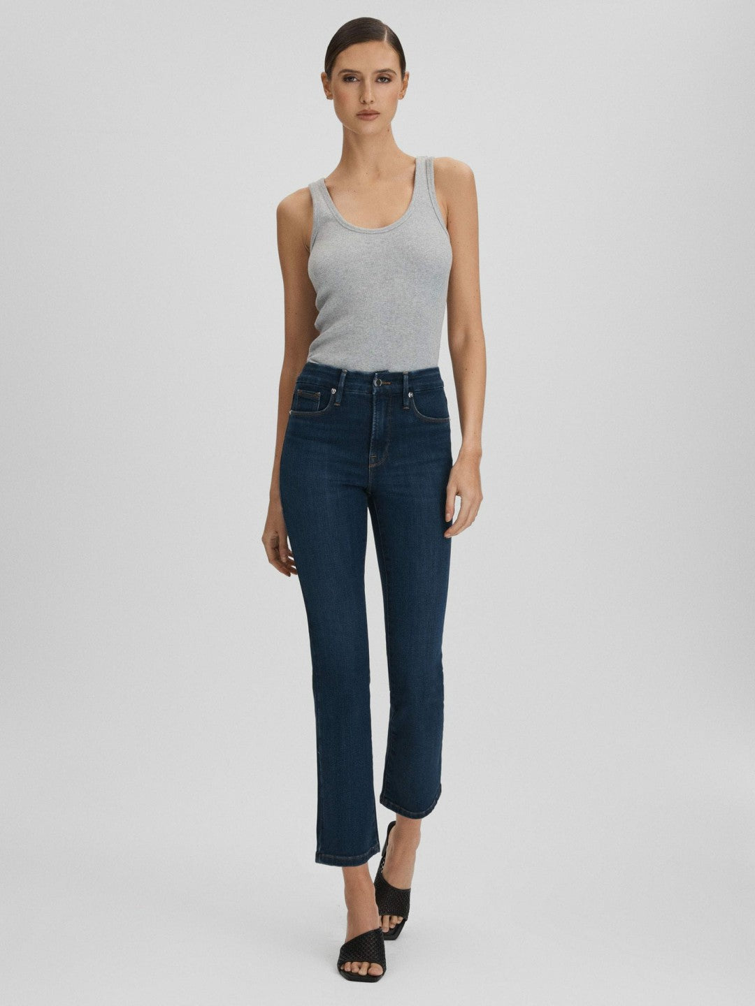 Good American Slim Fit Cropped Jeans Blue | Womens