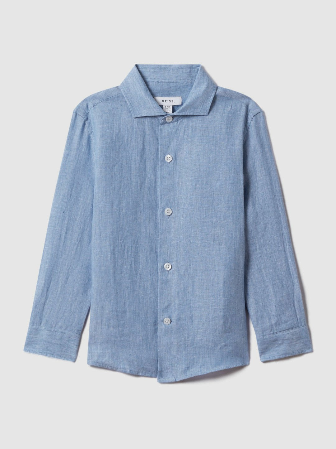 3-9 yrs Striped Linen Cutaway Collar Shirt Sky Blue | Children