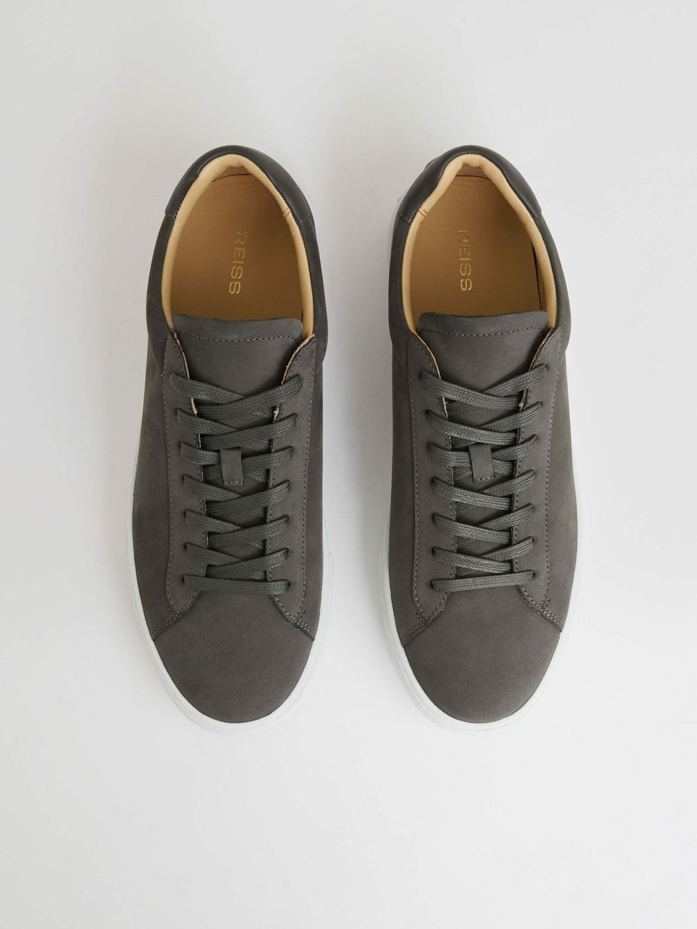 Nubuck Leather Low-Top Trainers Grey | Mens