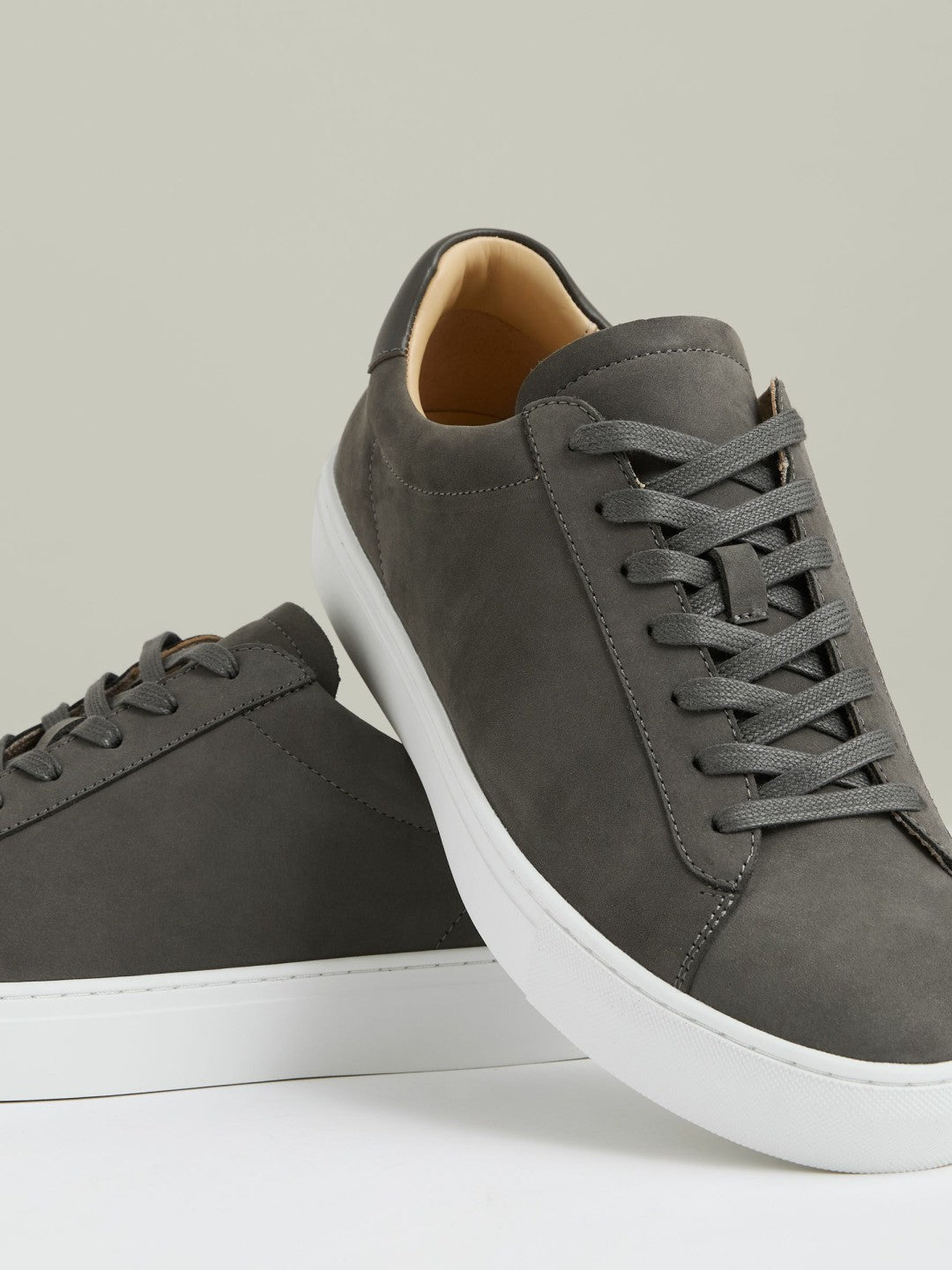 Nubuck Leather Low-Top Trainers Grey | Mens
