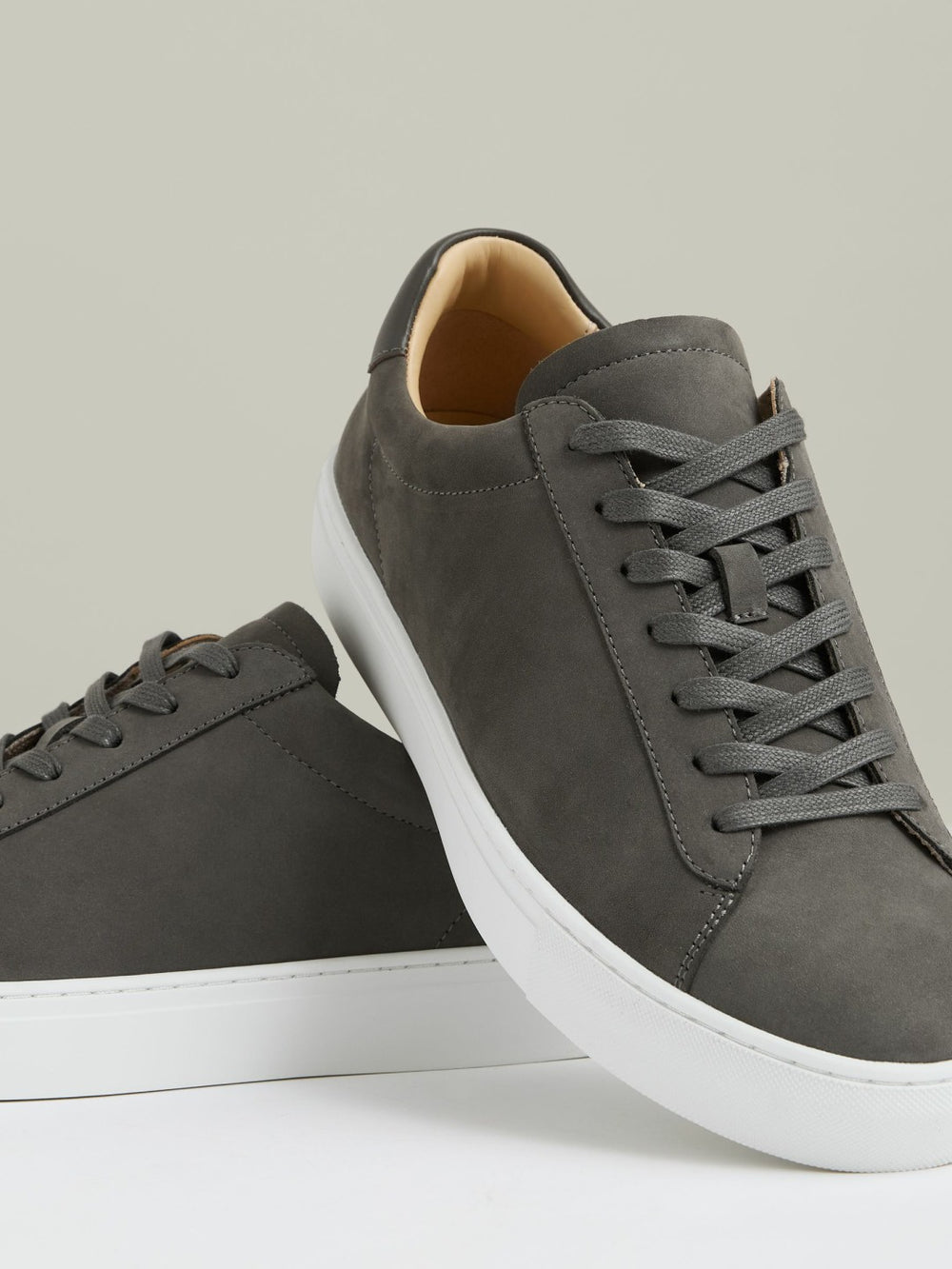 Nubuck Leather Low-Top Trainers Grey | Mens