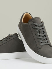 Nubuck Leather Low-Top Trainers Grey | Mens