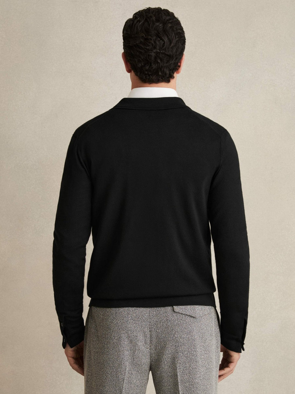 Merino Wool Button-Through Cardigan Black | Mens