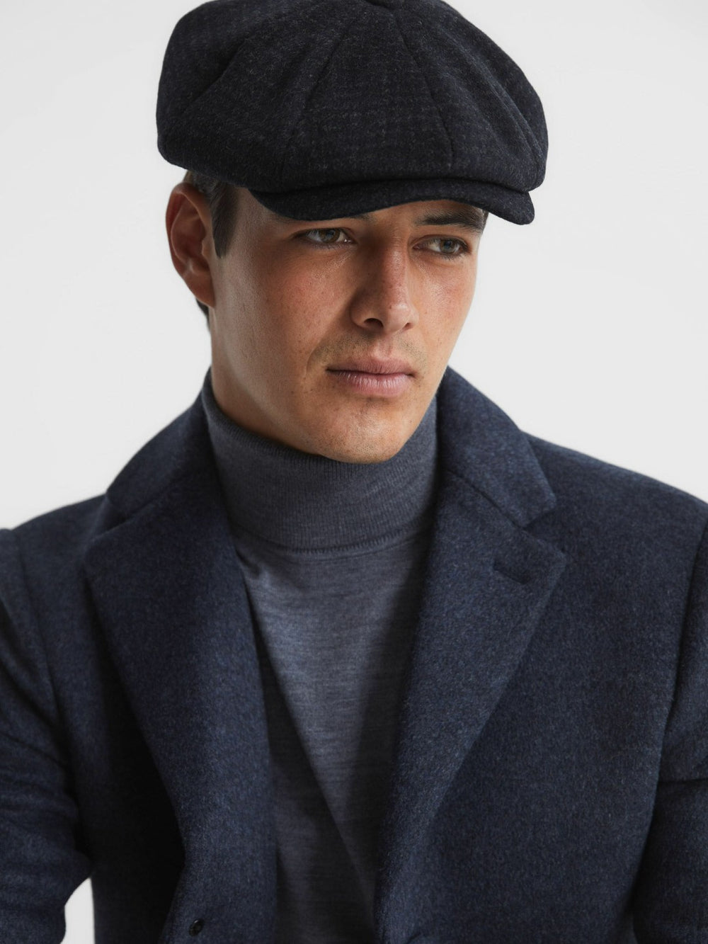 Wool Blend Baker Boy Cap Navy | Mens