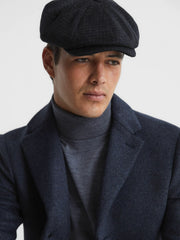 Wool Blend Baker Boy Cap Navy | Mens