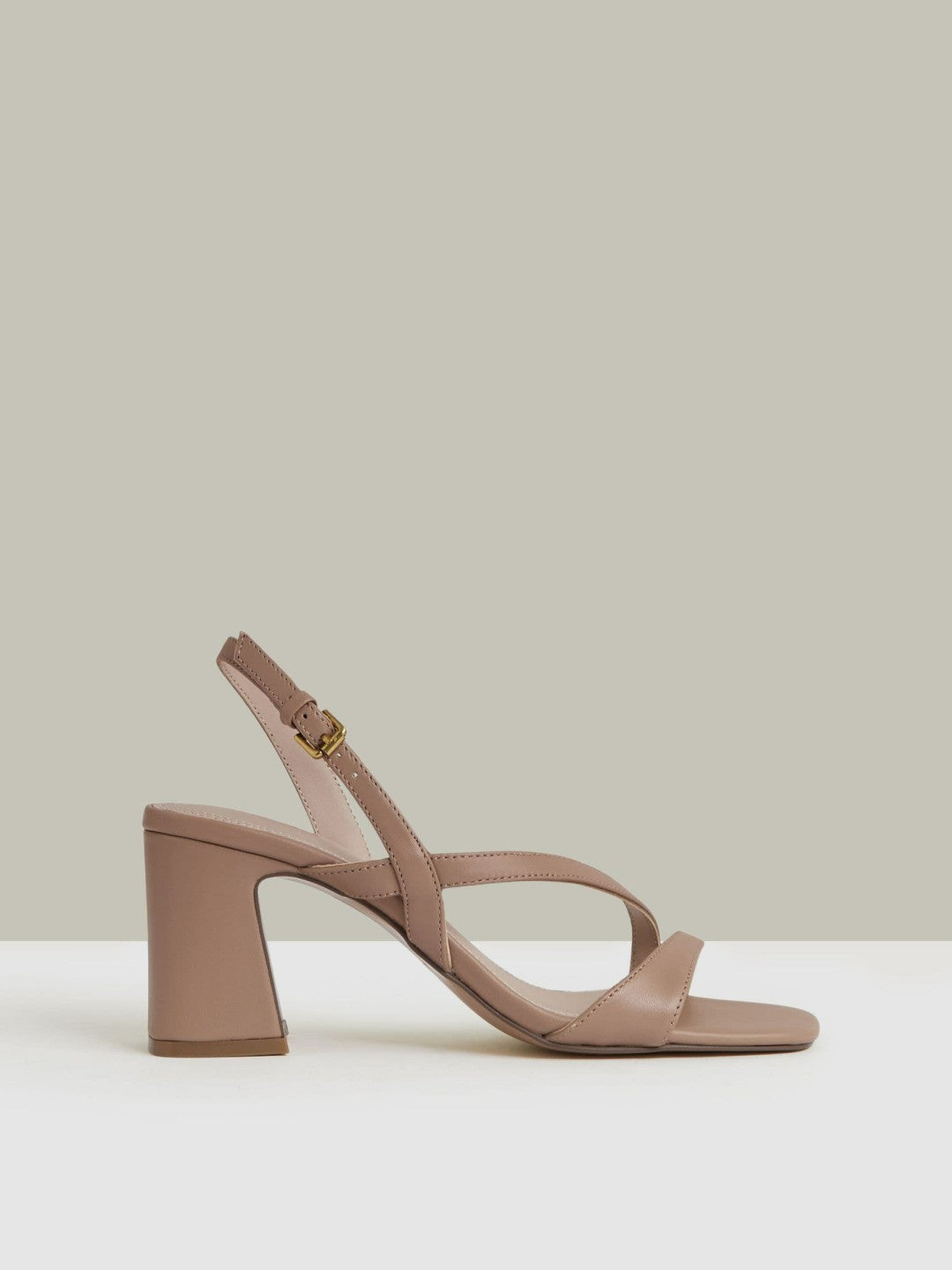 Strappy Leather Heeled Sandals Nude | Womens