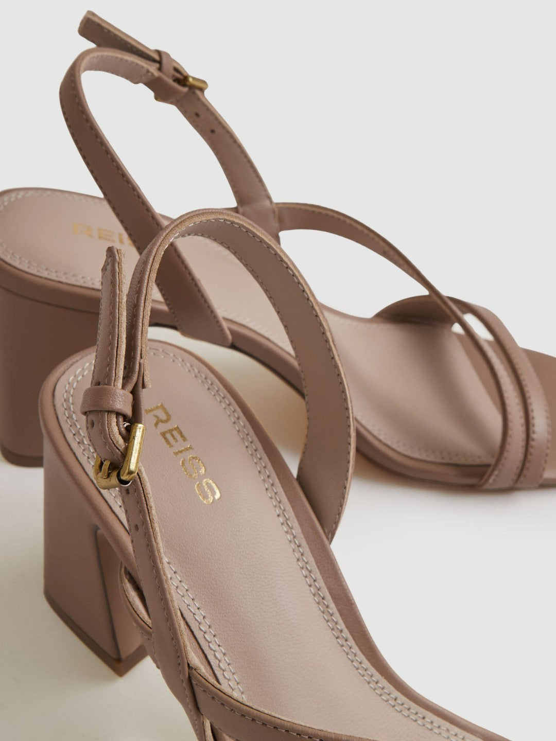 Strappy Leather Heeled Sandals Nude | Womens