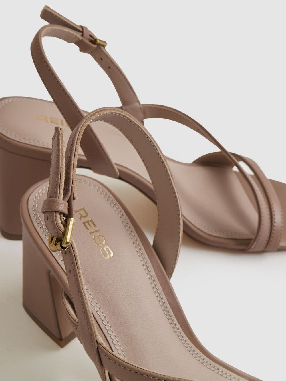 Strappy Leather Heeled Sandals Nude | Womens