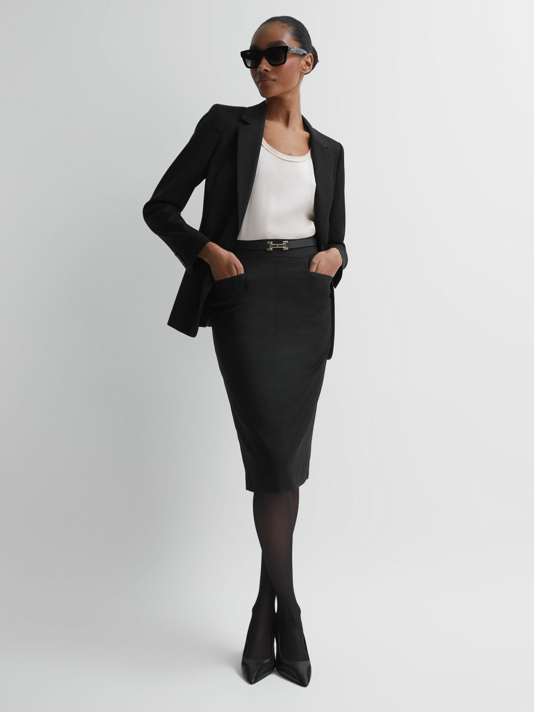 Tailored Pencil Skirt Black | Womens
