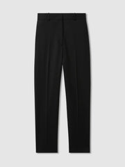 Wool Blend Tapered Suit Trousers Black | Womens