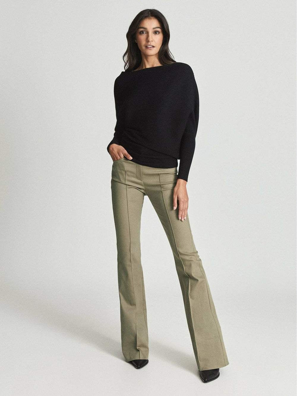 Asymmetric Knitted Top Black | Womens