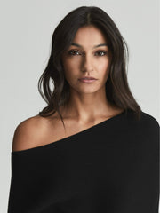 Asymmetric Knitted Top Black | Womens