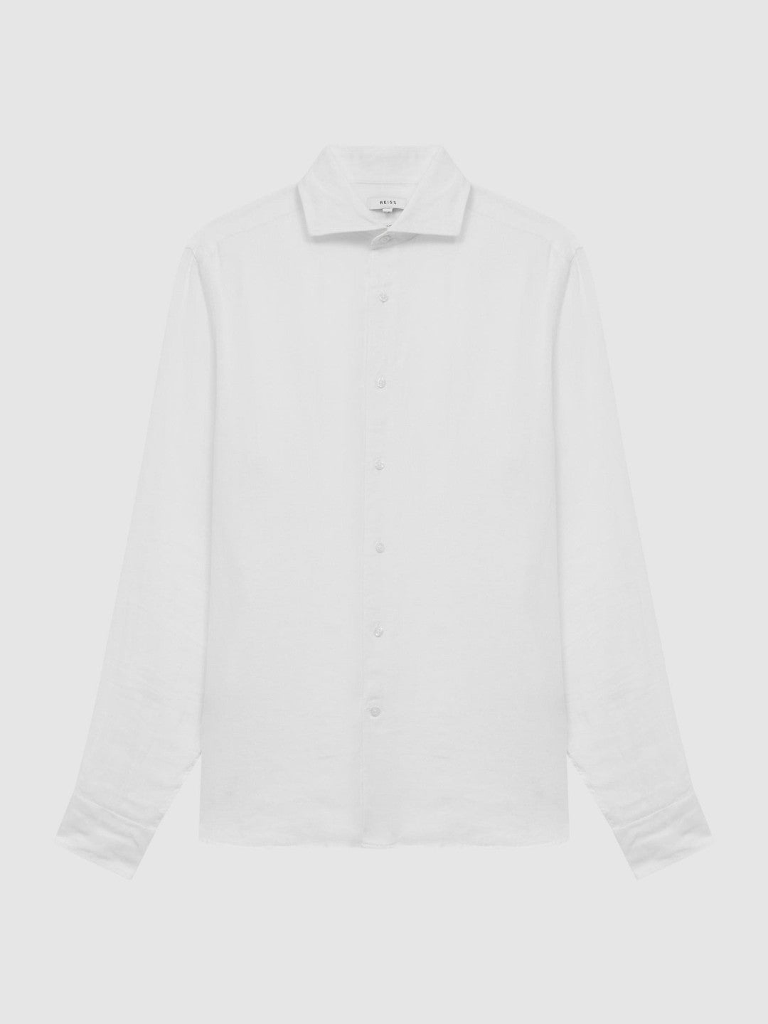 Linen Button-Through Shirt White | Mens