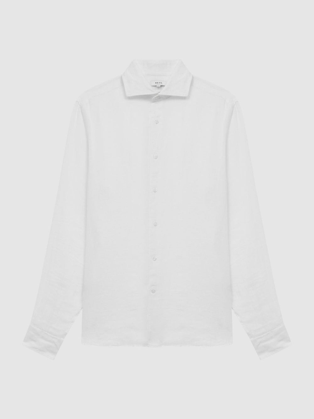 Linen Button-Through Shirt White | Mens