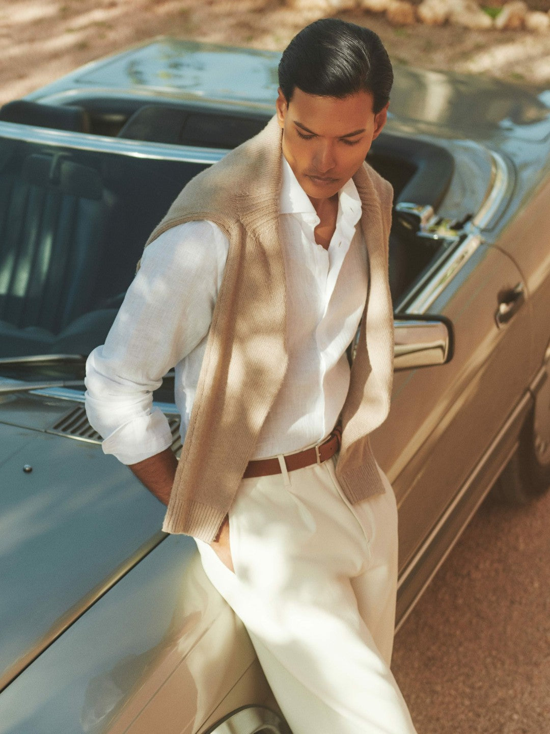 Linen Button-Through Shirt White | Mens