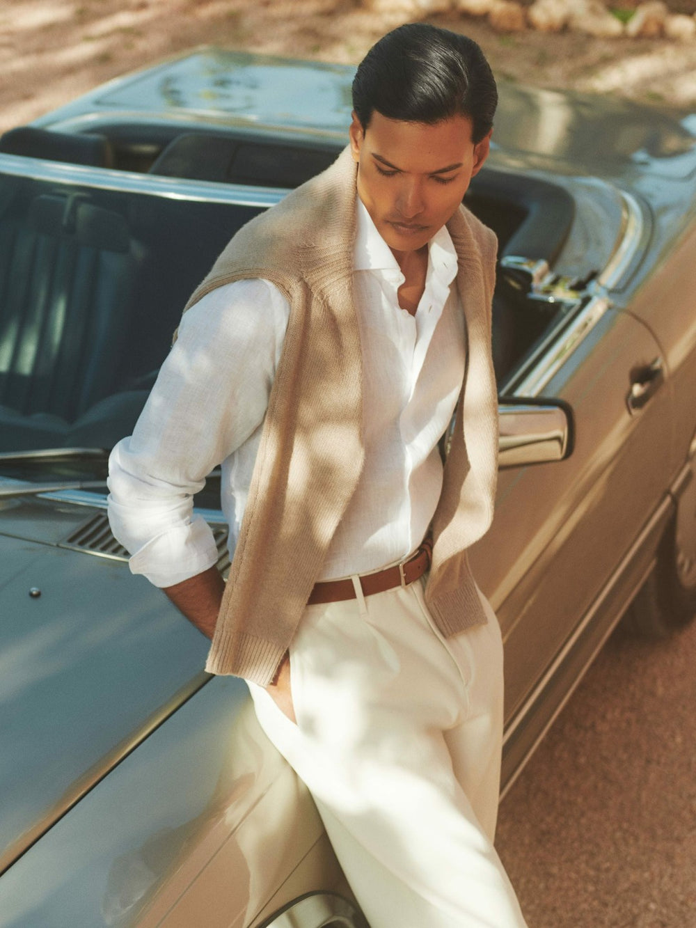 Linen Button-Through Shirt White | Mens