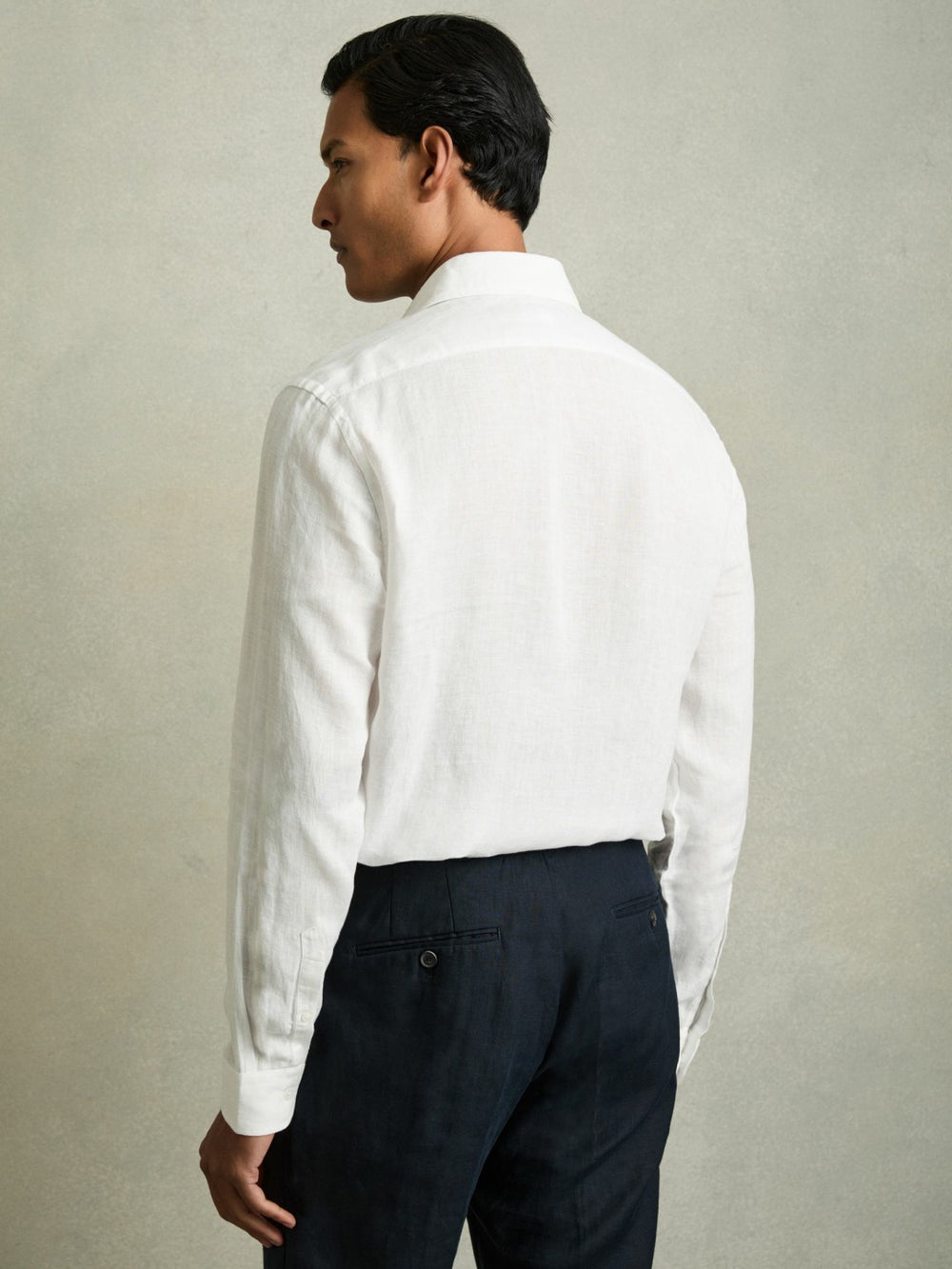 Linen Button-Through Shirt White | Mens