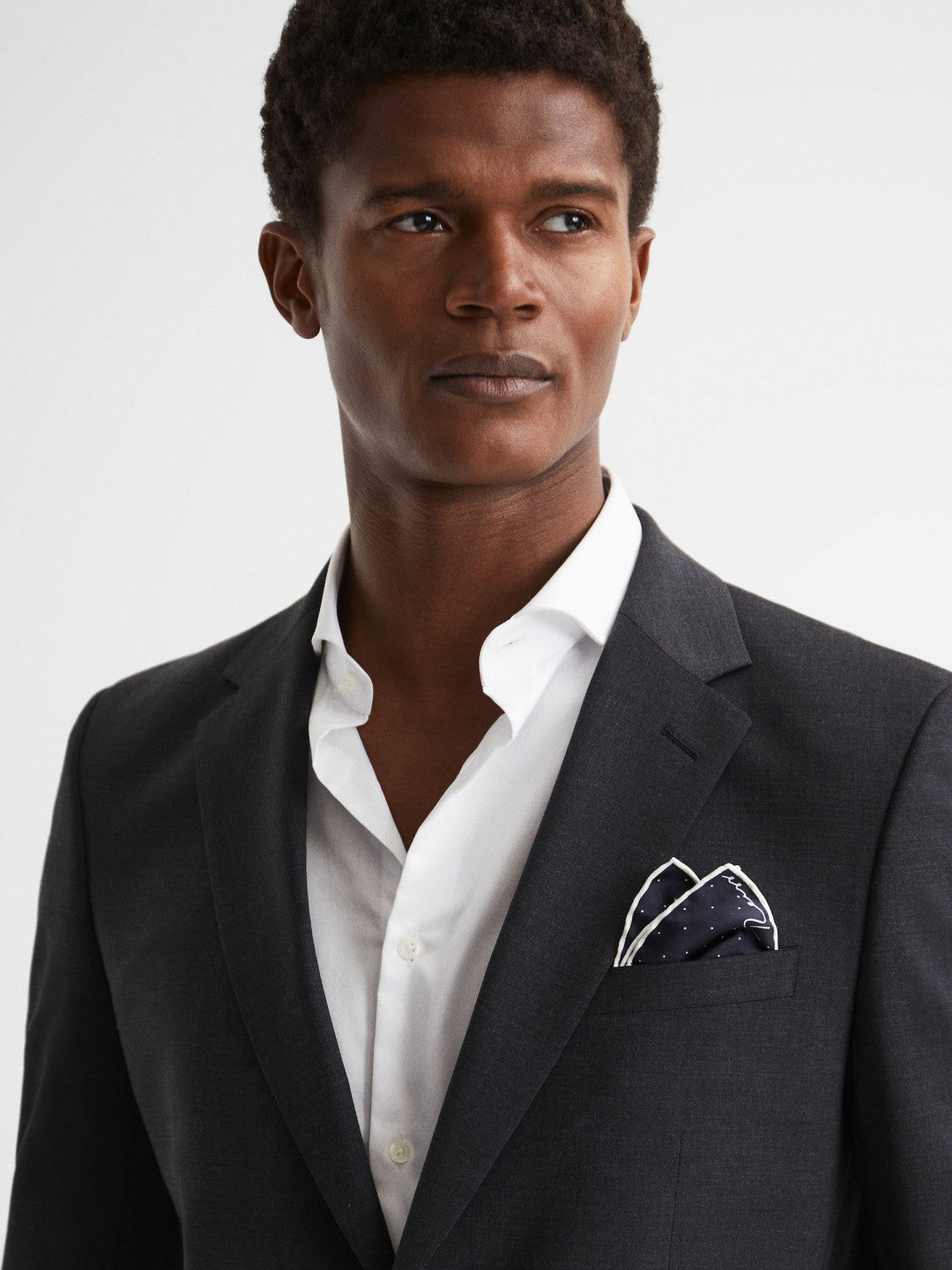 Polka Dot Silk Pocket Square Navy | Mens