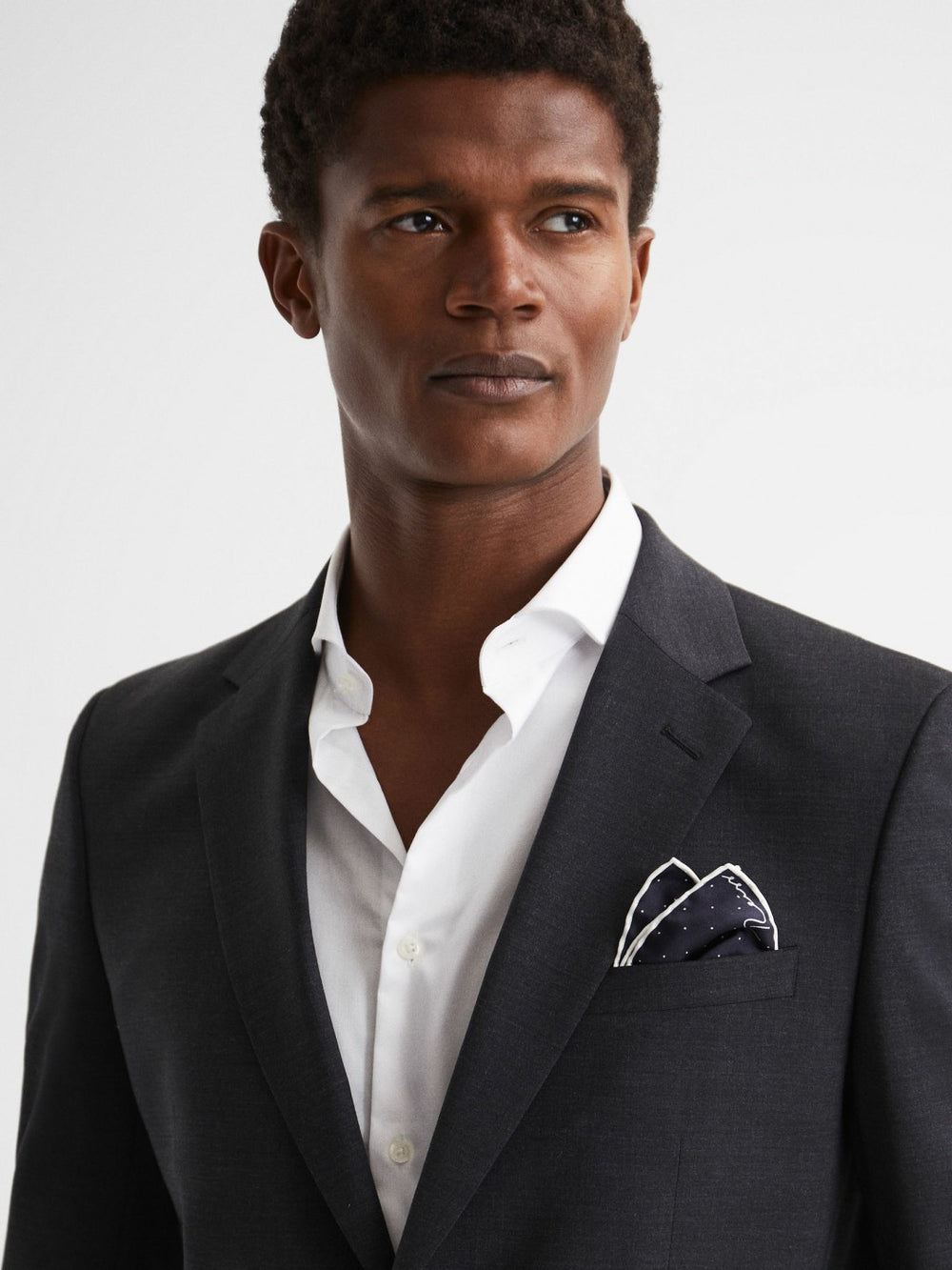 Polka Dot Silk Pocket Square Navy | Mens