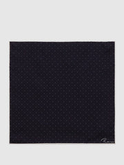 Polka Dot Silk Pocket Square Navy | Mens