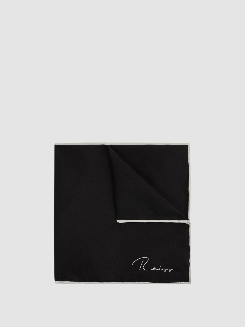 Plain Silk Pocket Square Black | Mens