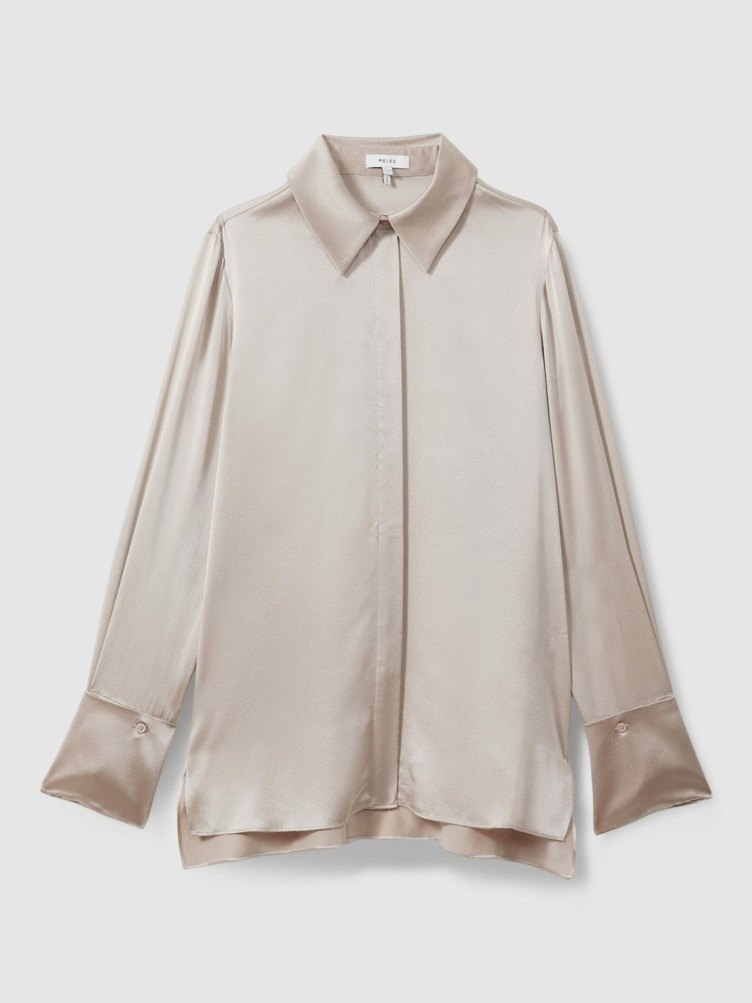Silk Double-Cuff Button-Through Shirt Champagne | Womens
