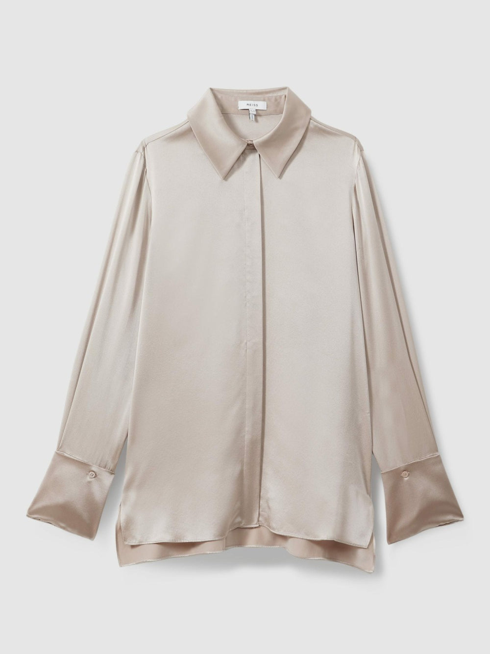 Silk Double-Cuff Button-Through Shirt Champagne | Womens