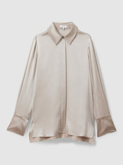 Silk Double-Cuff Button-Through Shirt Champagne | Womens