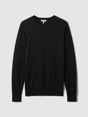 Merino Wool Crew Neck Jumper Navy | Mens