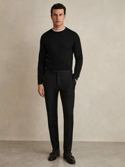Merino Wool Crew Neck Jumper Black | Mens