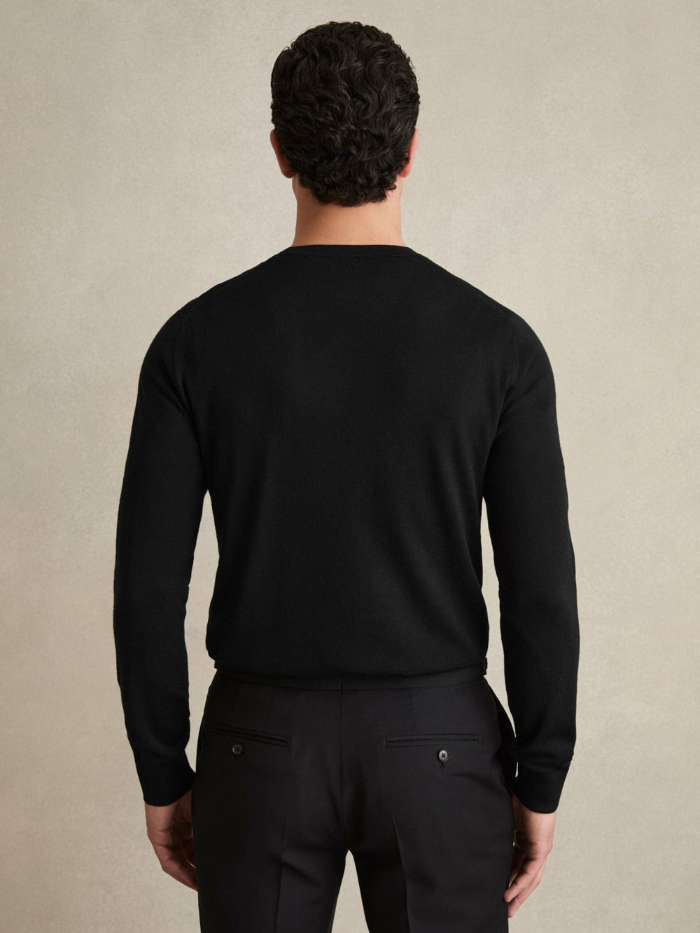 Merino Wool Crew Neck Jumper Black | Mens