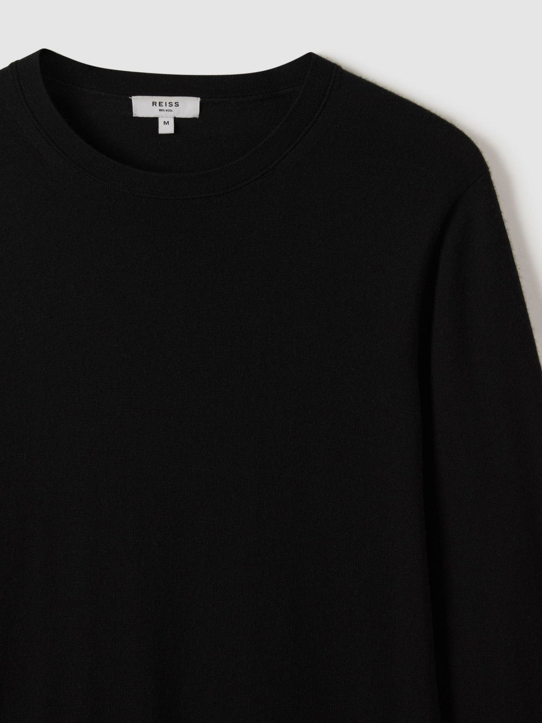 Merino Wool Crew Neck Jumper Black | Mens