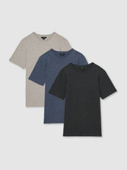 Cotton-Jersey Crew-Neck T-shirts 3 Pack Multi Melange | Mens