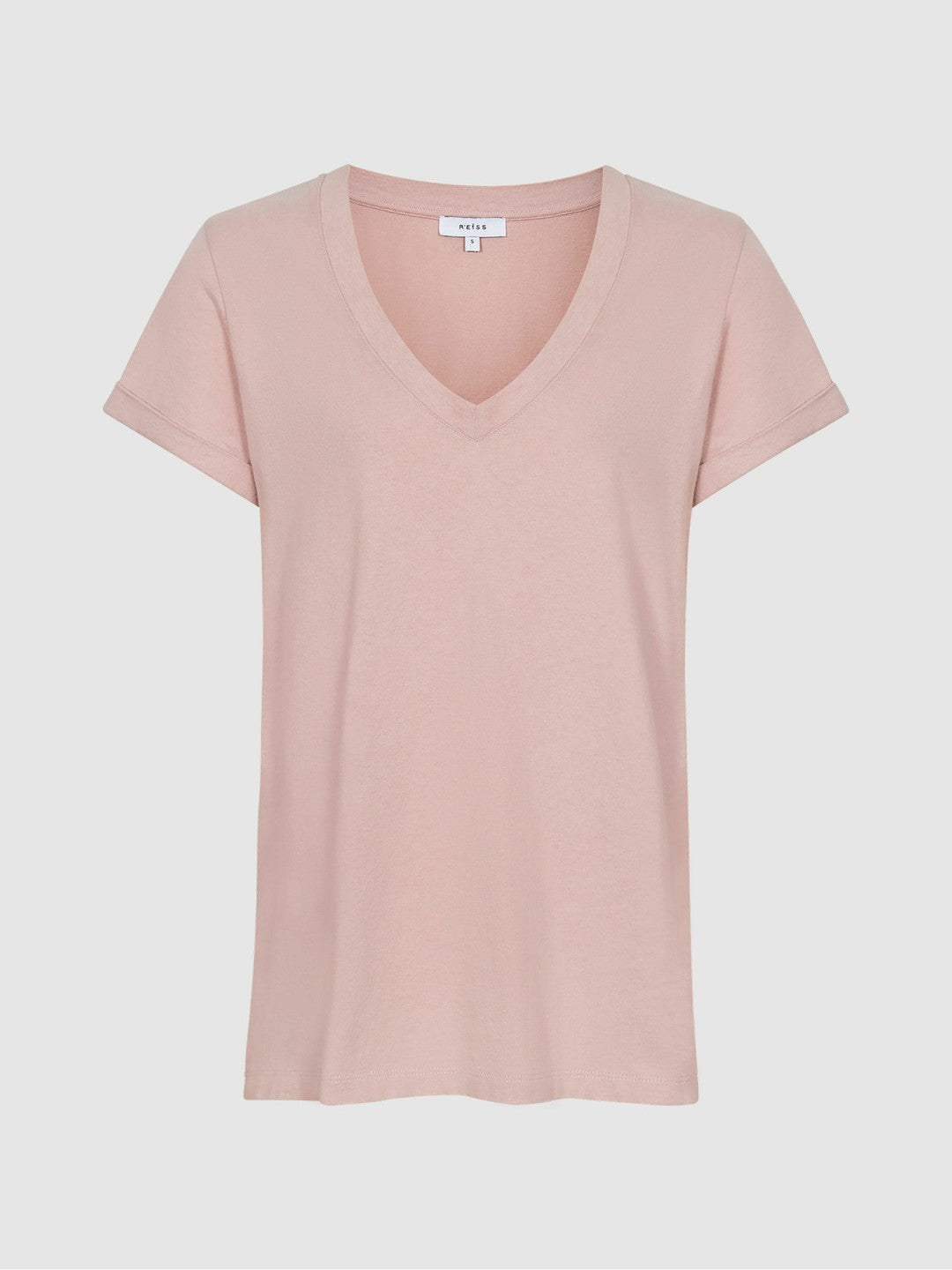 Cotton-Jersey V-Neck T-Shirt Light Pink | Womens