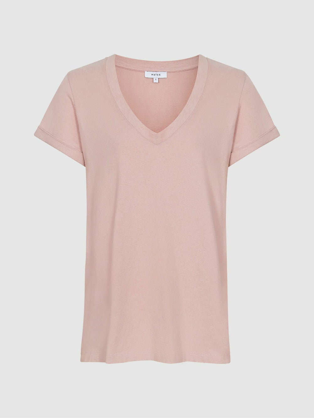 Cotton-Jersey V-Neck T-Shirt Light Pink | Womens