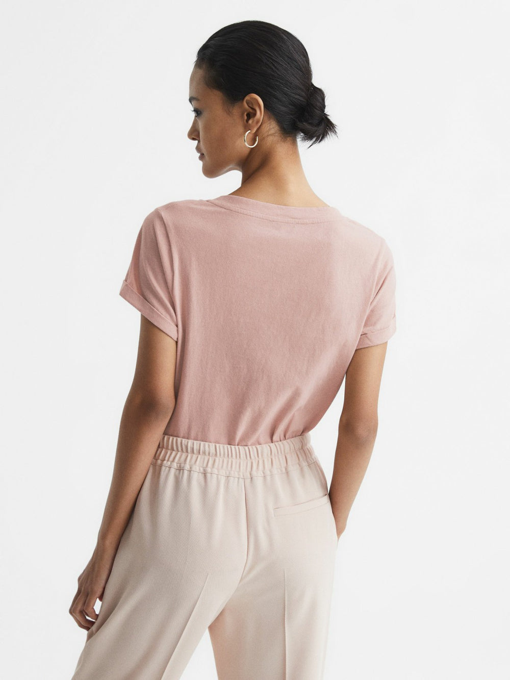 Cotton-Jersey V-Neck T-Shirt Light Pink | Womens